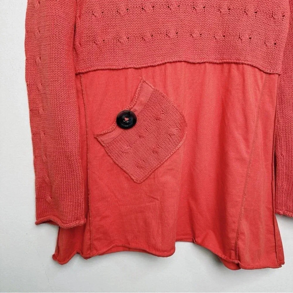 Pure Handknit Womens Size Small Mock Neck Coral  Knit Long Sleeve Tunic Sweater - Picture 9 of 15